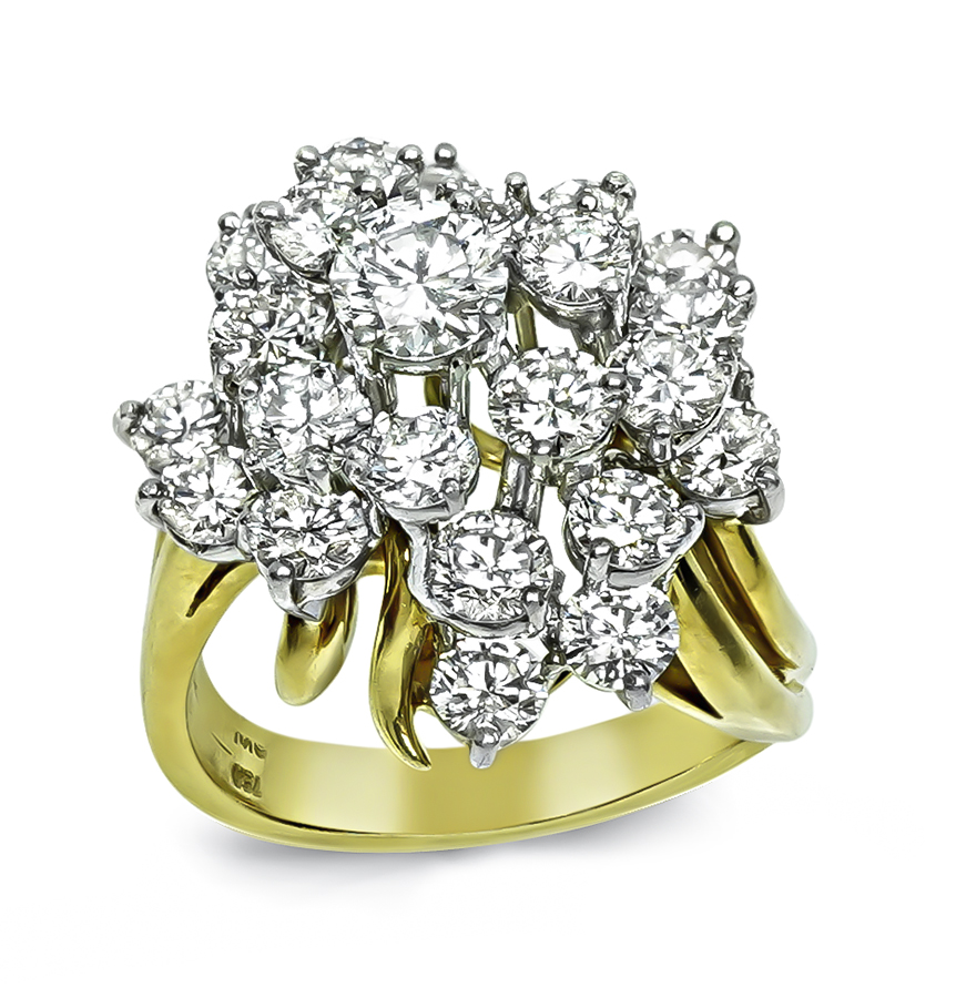 Estate Kurt Wayne 3.50ct Diamond Gold Cocktail Ring