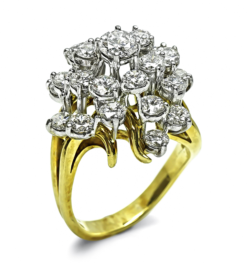 Estate Kurt Wayne 3.50ct Diamond Gold Cocktail Ring