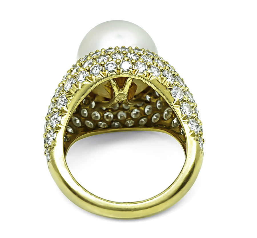Estate Kurt Wayne 5.00ct Diamond Pearl Gold Ring