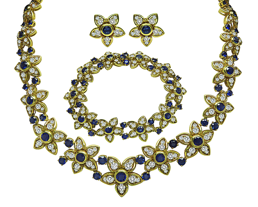 Kurt Wayne Sapphire Diamond Gold Jewelry Set