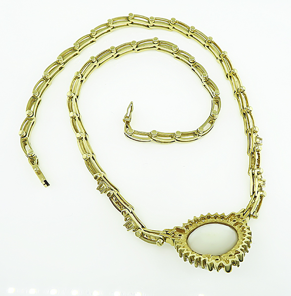Estate Mabe Pearl 1.75ct Diamond Gold Necklace