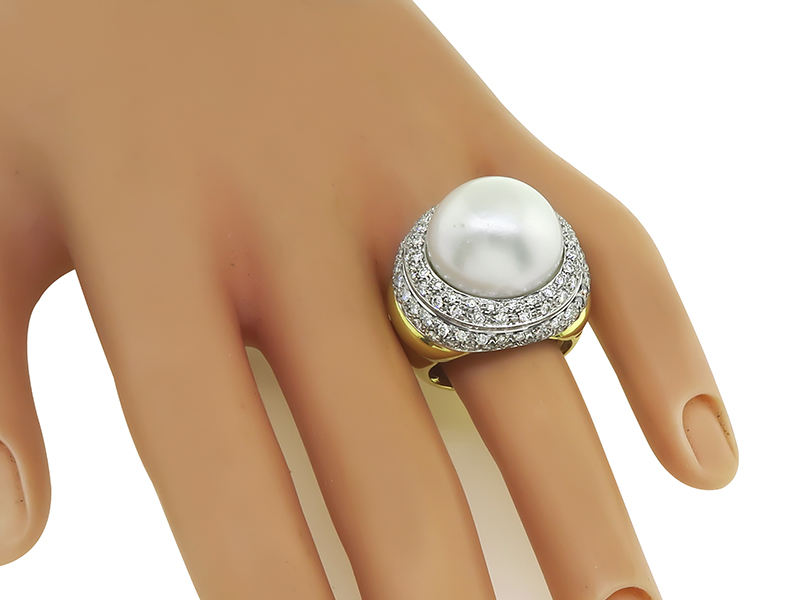 Estate Mabe Pearl 1.00ct Diamond Ring
