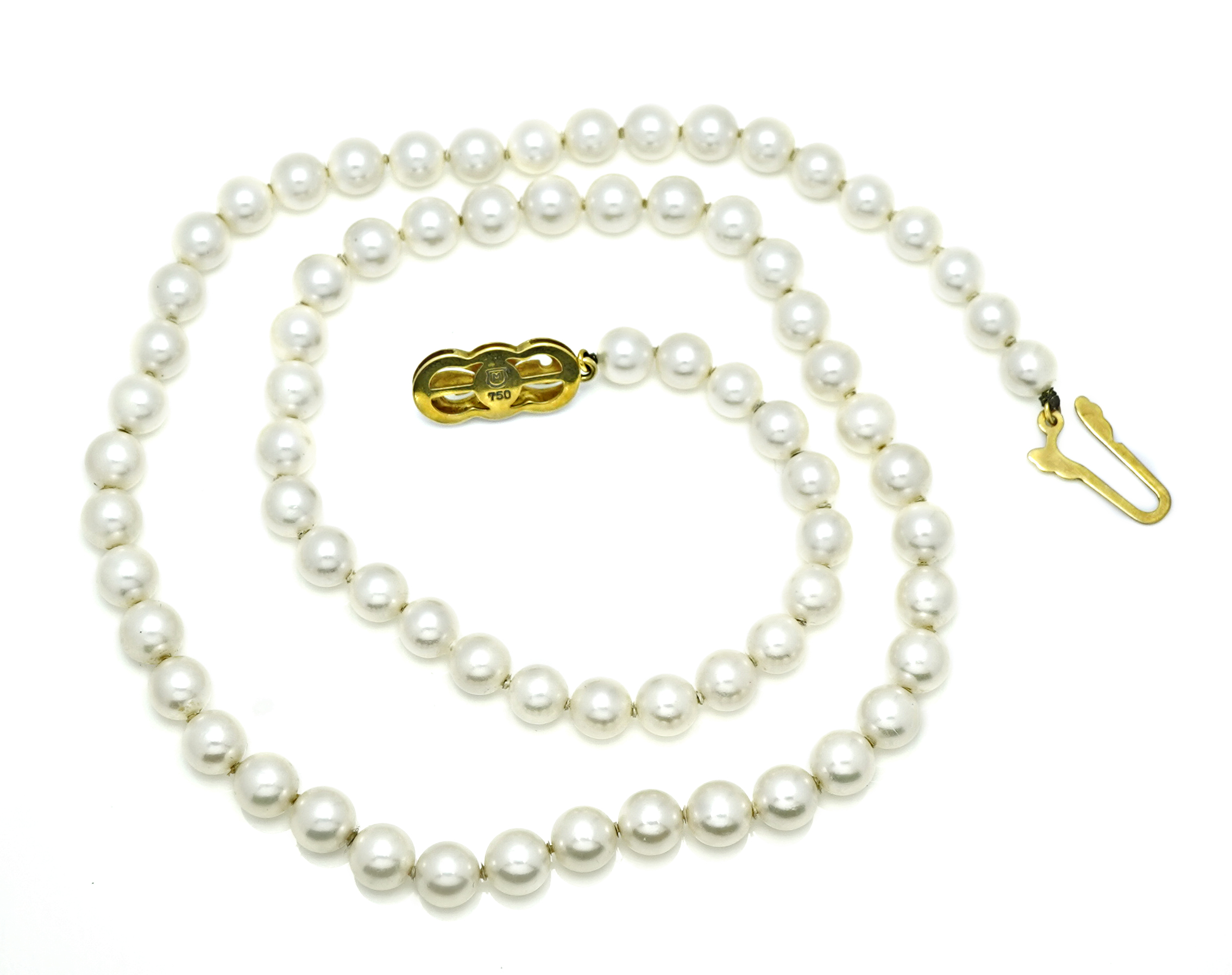Estate Mikimoto Gold Pearl Necklace
