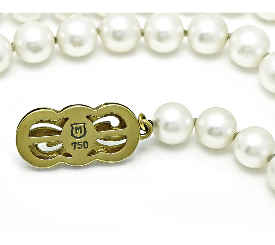Estate Mikimoto Gold Pearl Necklace