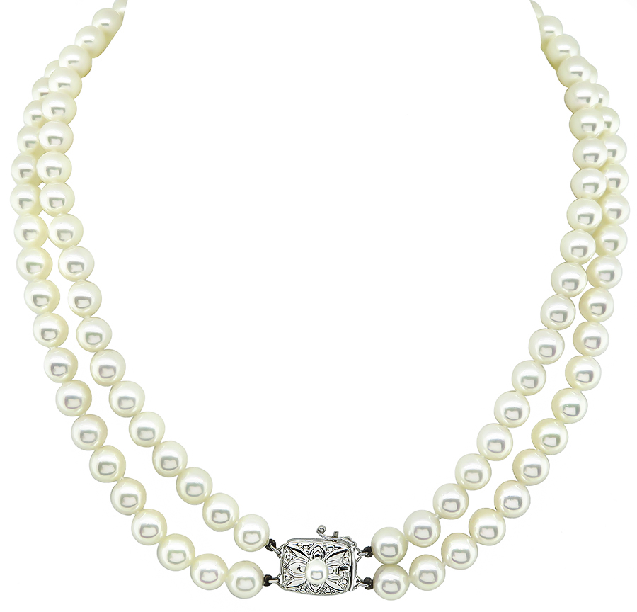 Estate Mikimoto Two Strands Pearl necklace