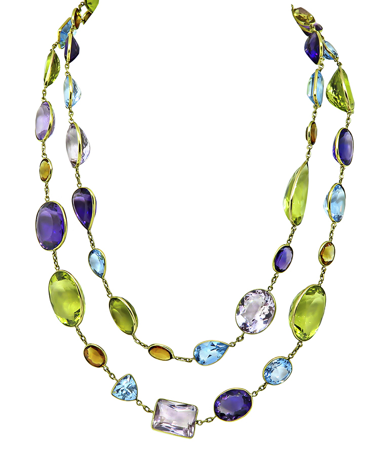 Estate 300.00ct Multi Color Gemstone Necklace