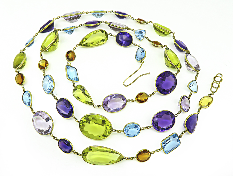 Estate 300.00ct Multi Color Gemstone Necklace