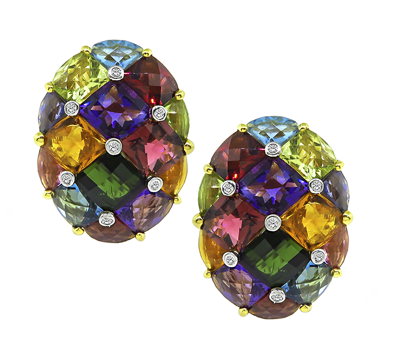 Estate Multi Color Gemstone Gold Jewelry Set