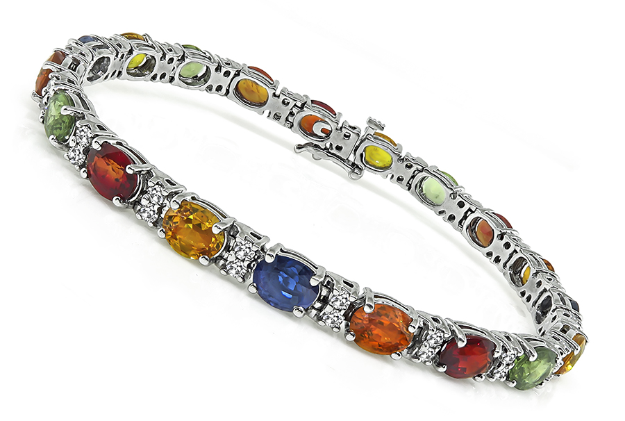 Estate 16.50ct Multi Color Sapphire 1.15ct Diamond Bracelet