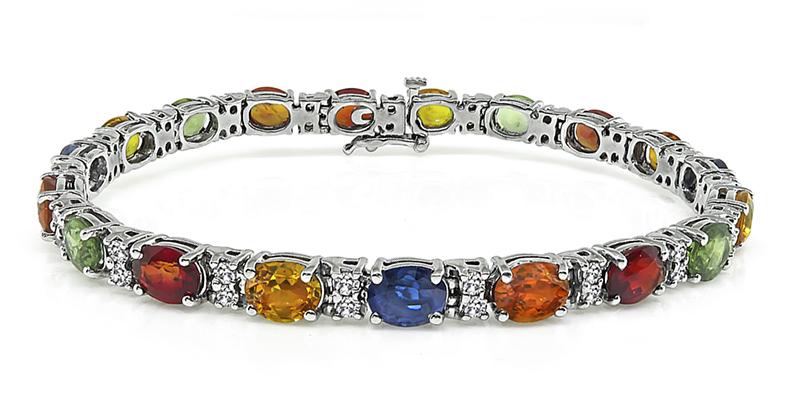 Estate 16.50ct Multi Color Sapphire 1.15ct Diamond Bracelet