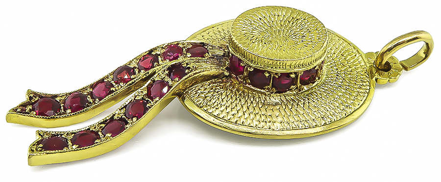 Estate Nardi 3.00ct Burmese Ruby Gold Hat Pendant