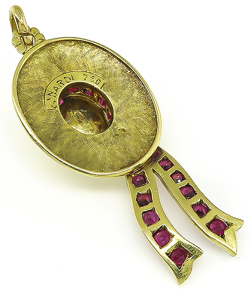 Estate Nardi 3.00ct Burmese Ruby Gold Hat Pendant