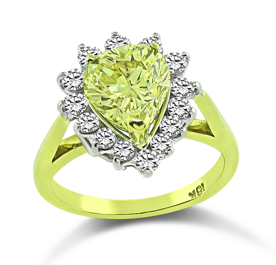 Estate GIA Certified 1.68ct Natural Fancy Yellow Diamond Engagement Ring