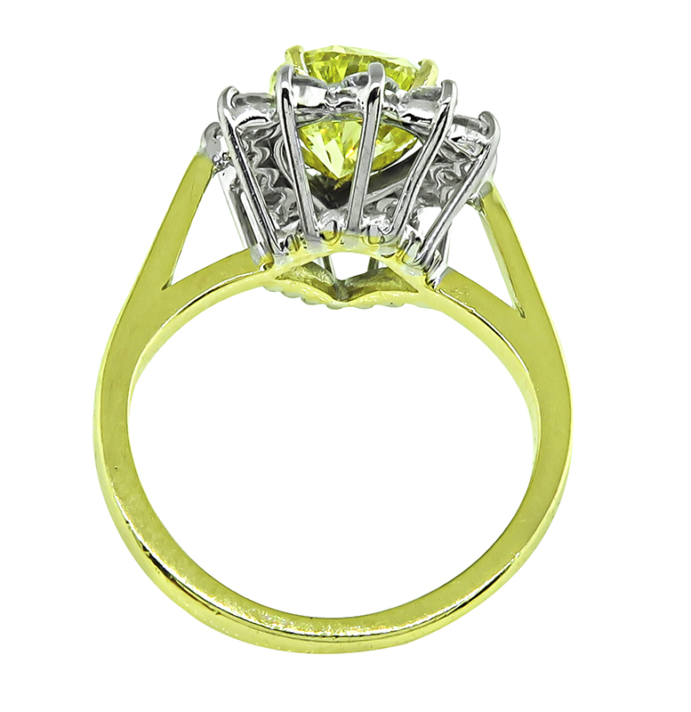 Estate GIA Certified 1.68ct Natural Fancy Yellow Diamond Engagement Ring