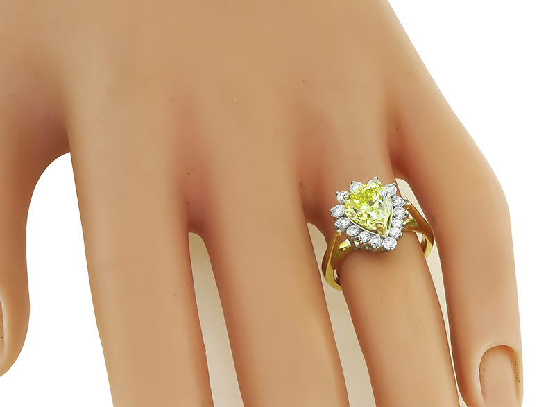 Estate GIA Certified 1.68ct Natural Fancy Yellow Diamond Engagement Ring