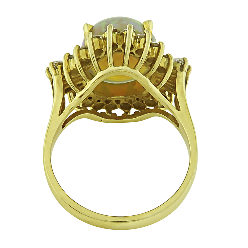 Estate Opal 1.00ct Diamond Gold Ring
