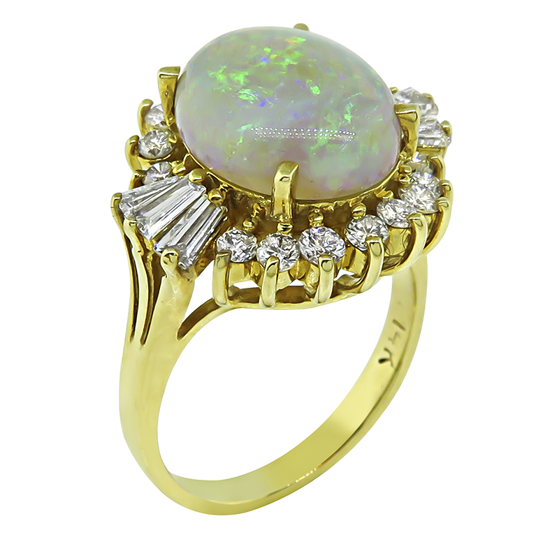 Estate Opal 1.00ct Diamond Gold Ring