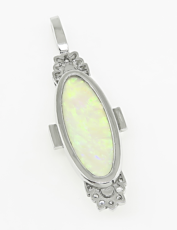 Estate 11.63ct Opal Diamond Pendant