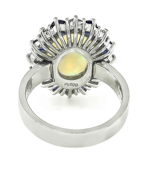 Estate 2.48ct Opal 0.75ct Sapphire 0.62ct Diamond Ring