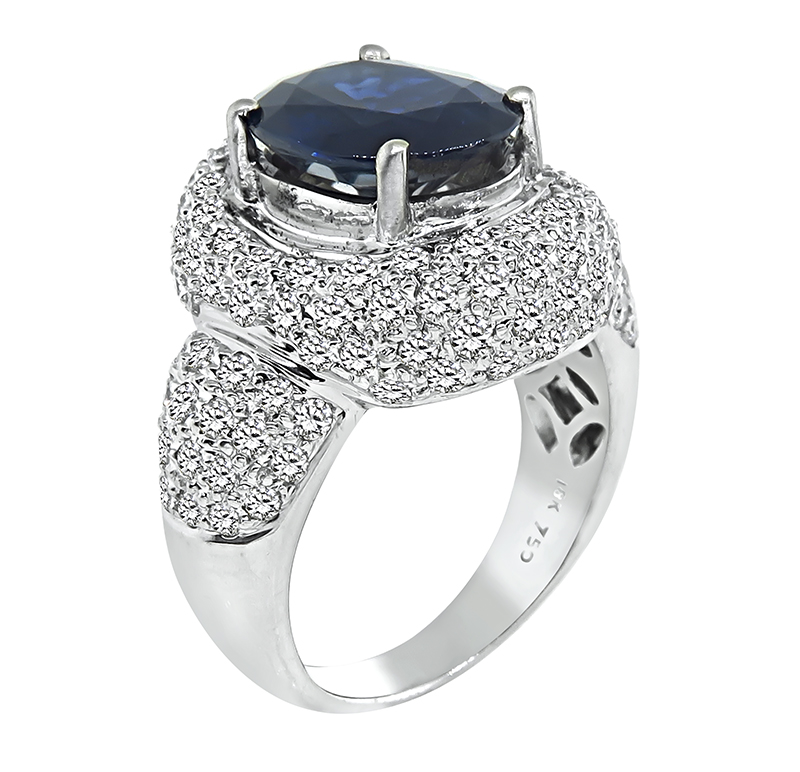 Estate 3.50ct Sapphire 2.15ct Diamond Ring