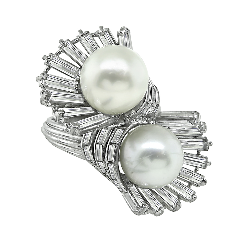 Vintage 1.80ct Diamond Pearl Cocktail Ring