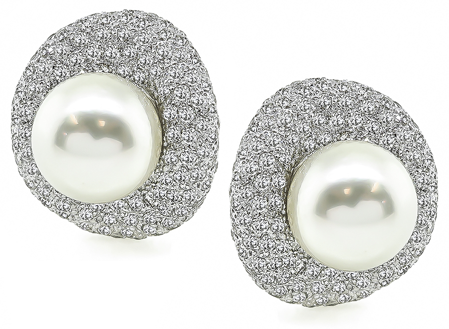 Estate Pearl 2.50ct Diamond Earrings