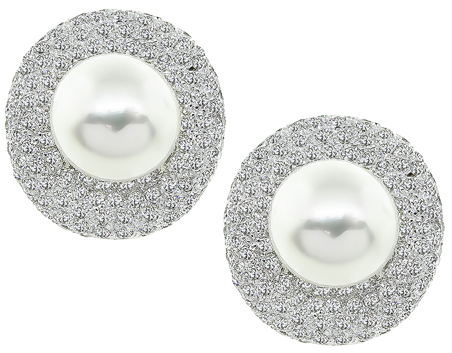 Estate Pearl 2.50ct Diamond Earrings