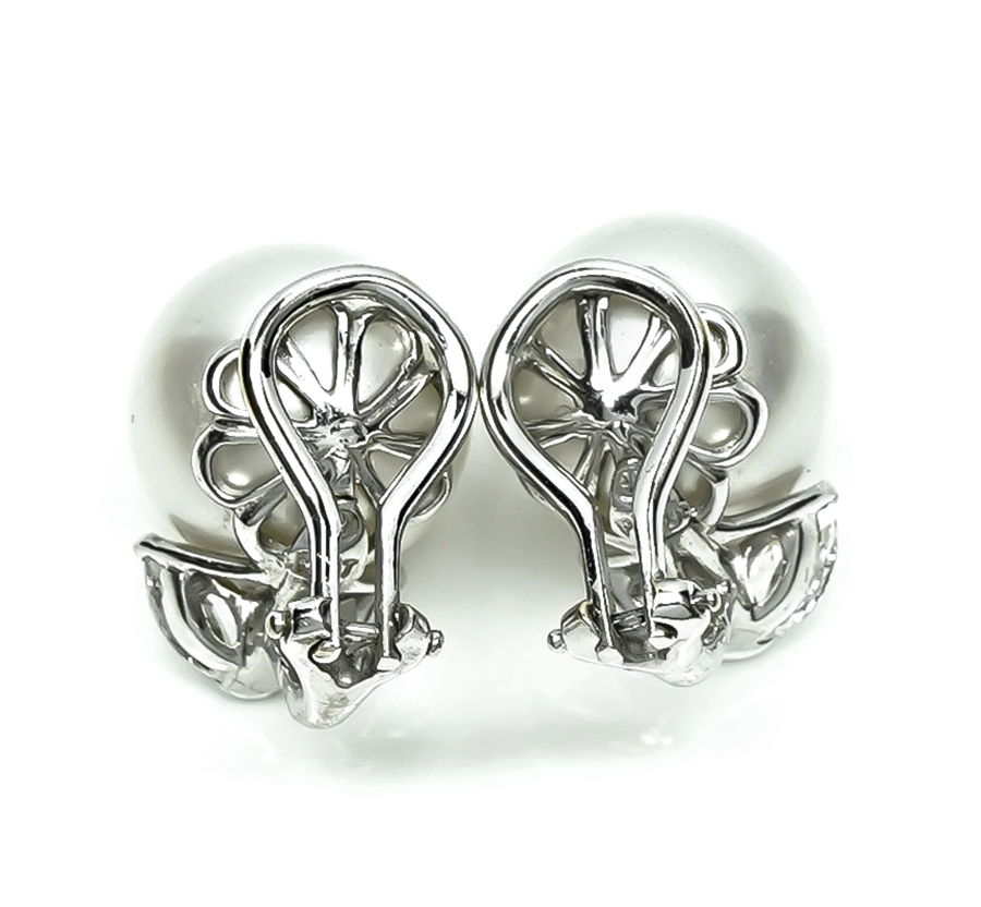 Estate 0.80ct Diamond Pearl Earrings