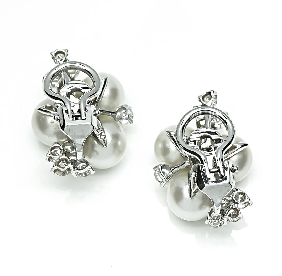 Estate 1.50ct Diamond Pearl Earrings