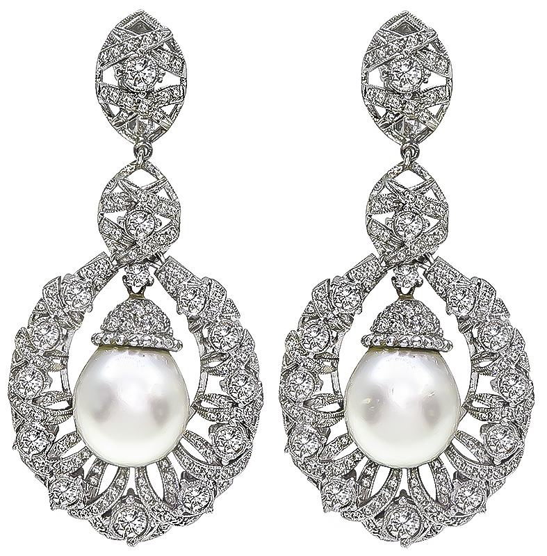 Estate Pearl 4.00ct Diamond Earrings