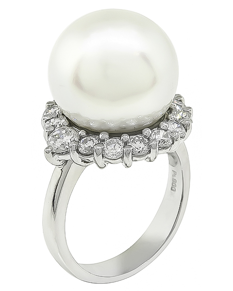 Estate Pearl 1.52ct Diamond Ring