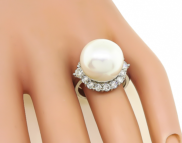 Estate Pearl 1.52ct Diamond Ring