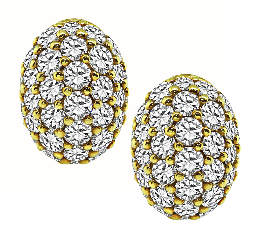 Estate Piaget 5.50ct Diamond Gold Earrings