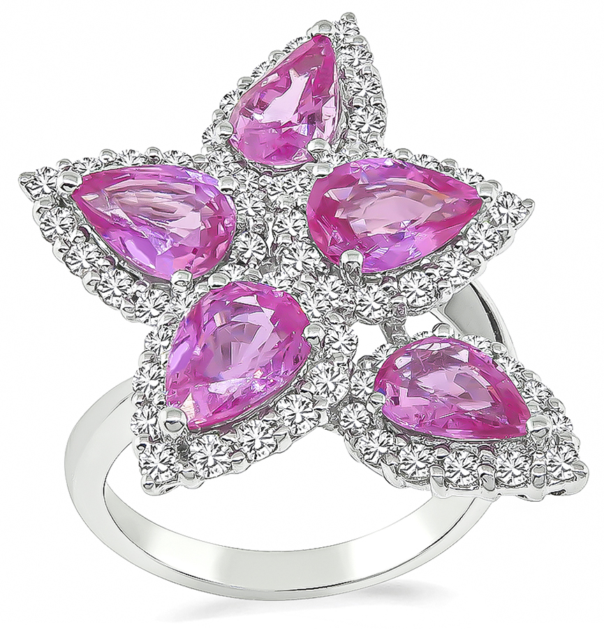 Estate 4.32ct Pink Sapphire 1.04ct Diamond Cocktail Ring