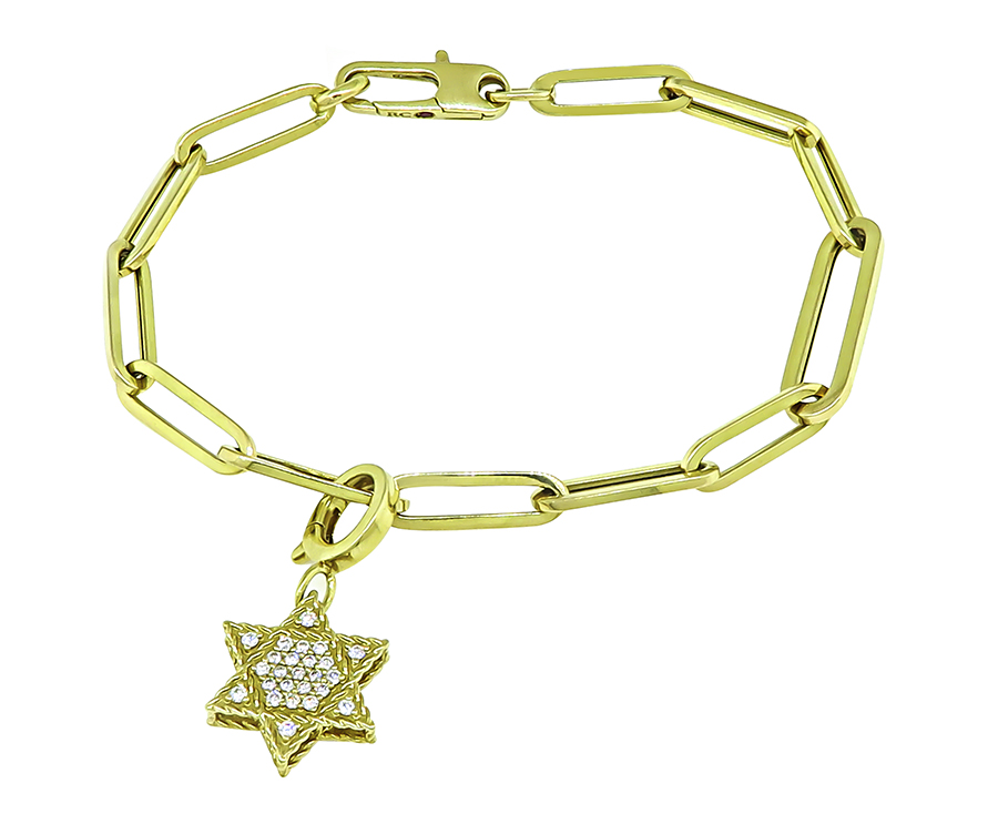 Estate Roberto Coin 0.25ct Diamond Star of David Charm Bracelet