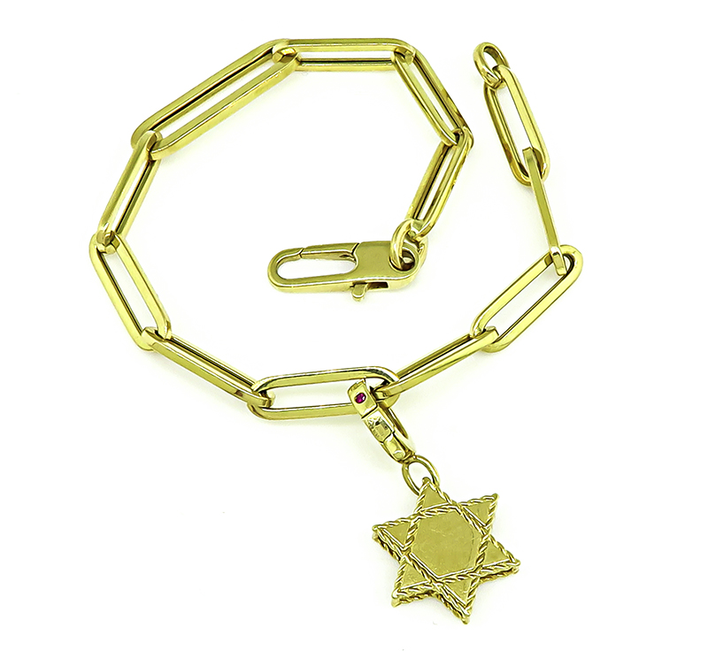 Estate Roberto Coin 0.25ct Diamond Star of David Charm Bracelet