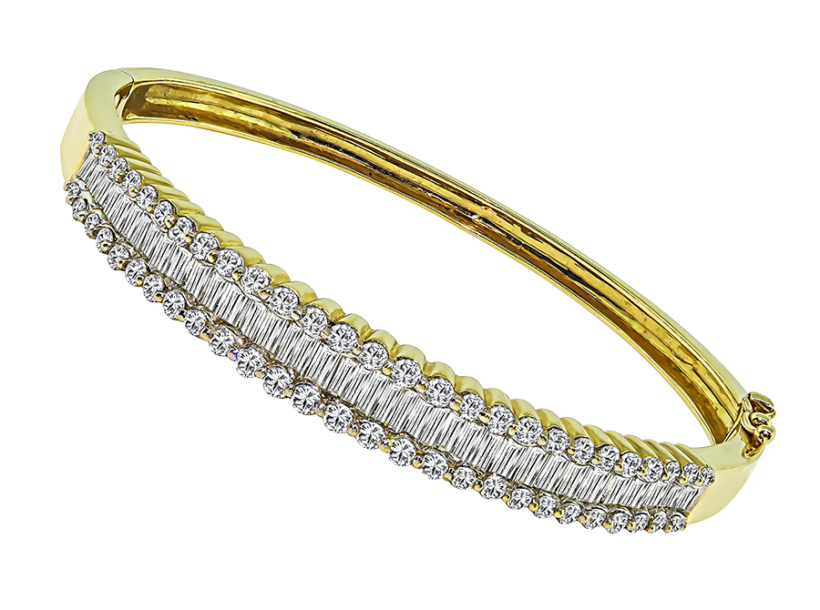 Estate 2.25ct Diamond Gold Bangle