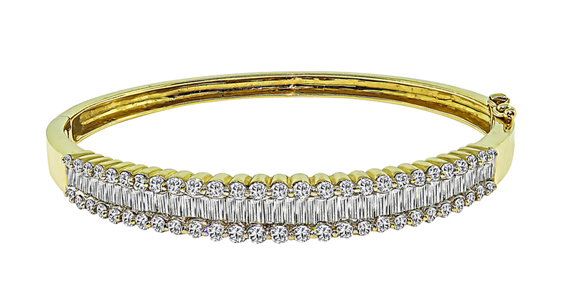 Estate 2.25ct Diamond Gold Bangle