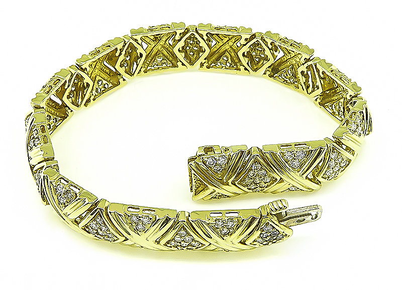 Estate 3.50ct Diamond Gold Bracelet