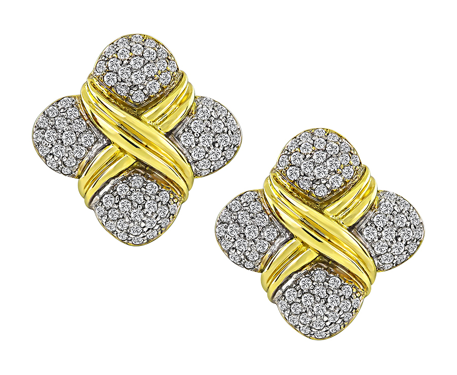 Estate 3.50ct Diamond Gold Earrings