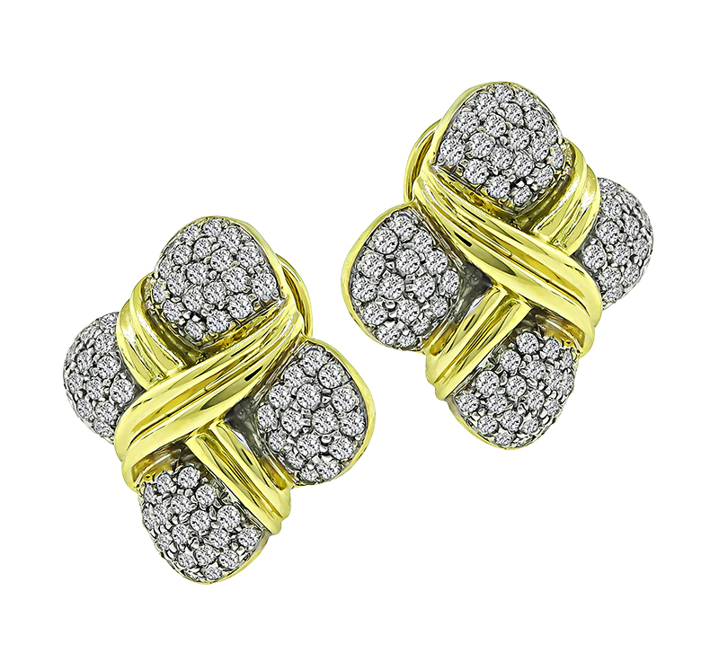 Estate 3.50ct Diamond Gold Earrings