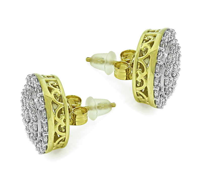 Estate 2.00ct Diamond Cluster Stud Earrings