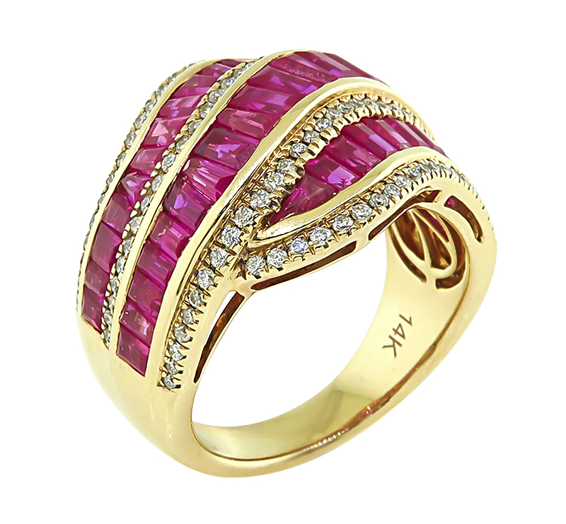 Estate 4.00ct Ruby 0.50ct Diamond Gold Ring