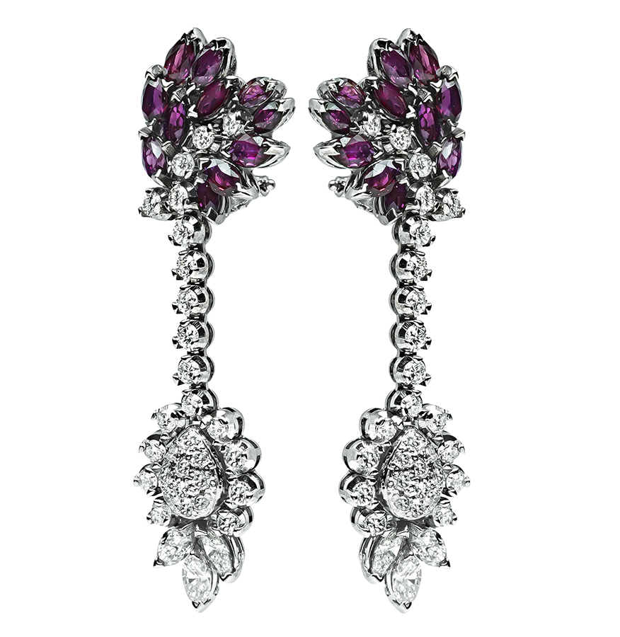 Estate 5.00ct Ruby 2.00ct Diamond Chandelier Earrings