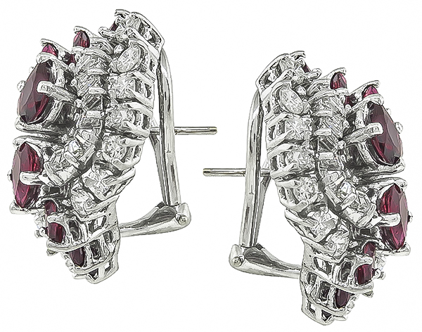 Estate 3.00ct Ruby 2.00ct Diamond Earrings