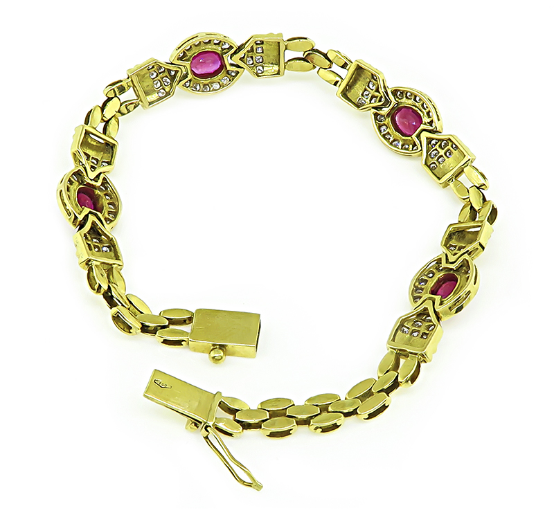 Estate 4.00ct Ruby 1.75ct Diamond Gold Bracelet