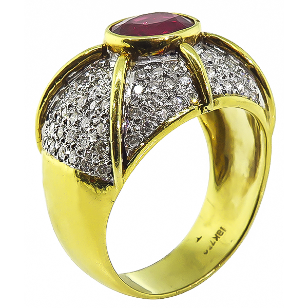 Estate 1.50ct Ruby 1.50ct Diamond Cocktail Ring