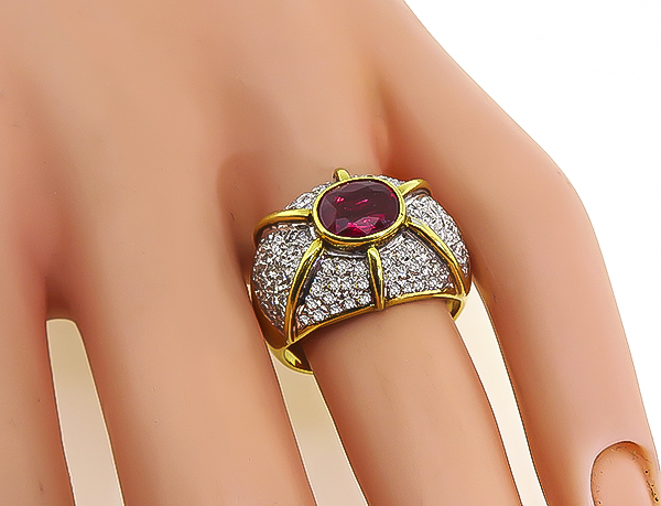 Estate 1.50ct Ruby 1.50ct Diamond Cocktail Ring