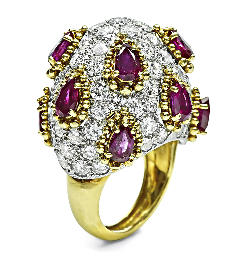 Estate 6.00ct Ruby 6.50ct Diamond Gold Ring