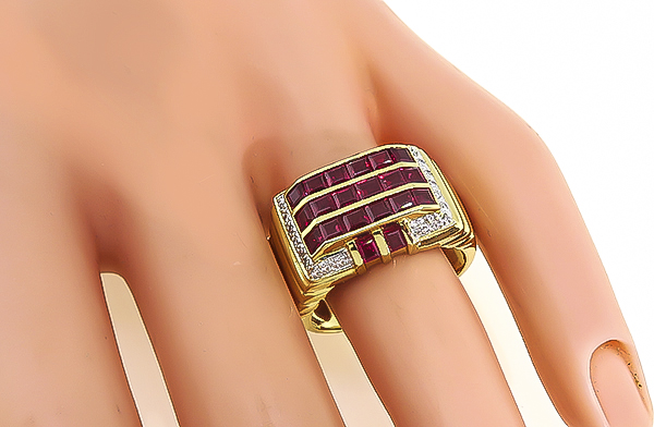 Estate 1.00ct Ruby 0.30ct Diamond Gold Ring